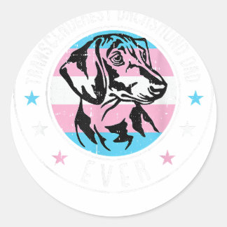 Dachshund Dad LGBT-Q Trans-gender Pride Doxie Dog  Classic Round Sticker