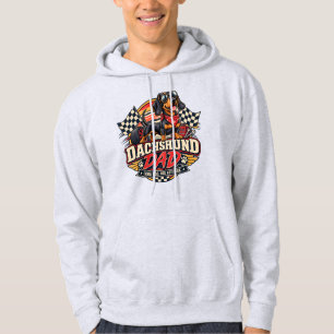 Dachshund Dad Racing Chequered Flag Long Dog Hoodie