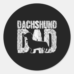 Dachshund Dad Wiener Father Fathers Day Vintage Gi Classic Round Sticker