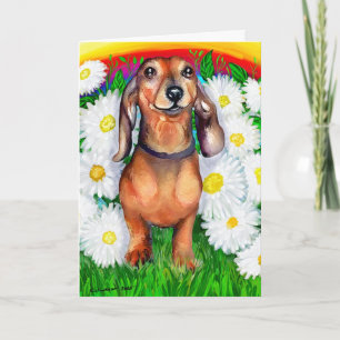 Dachshund Daisy Patch Greeting Cards