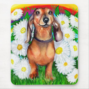 Dachshund Daisy Patch Mouse Mat
