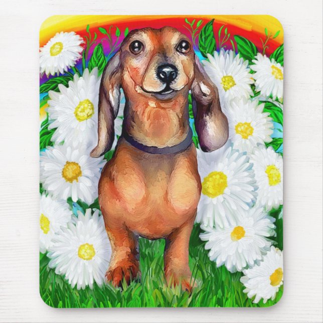 Dachshund Daisy Patch Mouse Mat (Front)