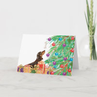 dachshund Daxi Sausage Dog Watercolor Christmas