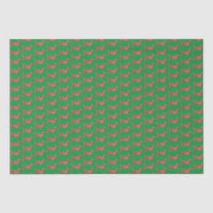 Dachshund Daxie Christmas Dog Silhouette Green Tissue Paper