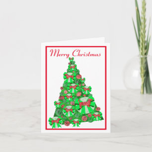 Dachshund Daxie Dog Silhouette Christmas Tree Grn Card