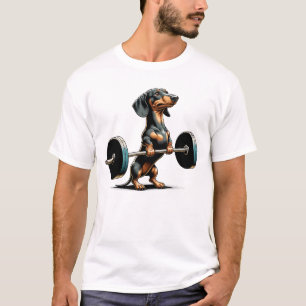 Dachshund Deadlift Weightlifting Funny Fitness T-Shirt