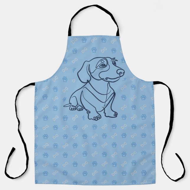 Dachshund Decorative Line Art Pattern Apron (Front)