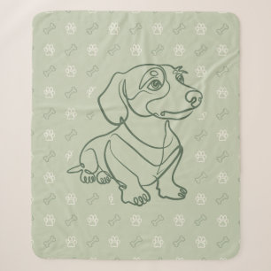 Dachshund Decorative Line Art Pattern Sherpa Blanket