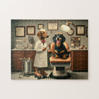 Dachshund Dentist Whimsical Dog Lover Gift Jigsaw Puzzle
