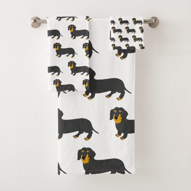 Dachshund Design Bath Towel Set (Insitu)