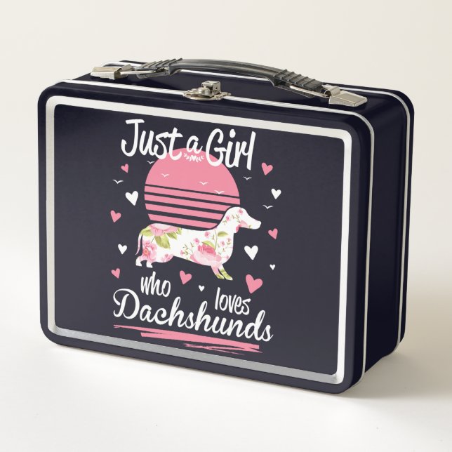 Dachshund Design, Just A Girl Who Loves Dachshunds Metal Lunch Box (Front)