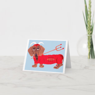 Dachshund Devil Holiday Card