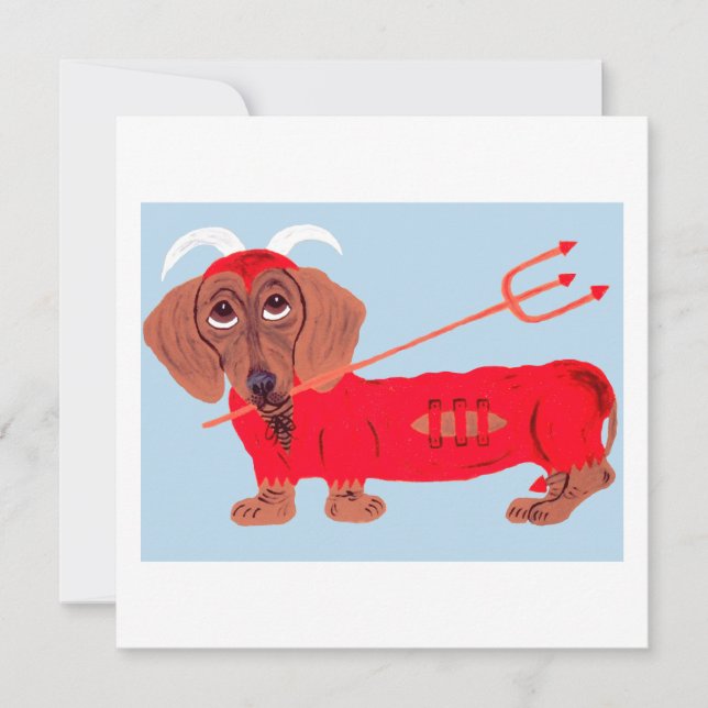 Dachshund Devil Holiday Card (Front)