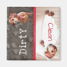 Dachshund Dishwasher Magnet Dirty Doxie Clean Red