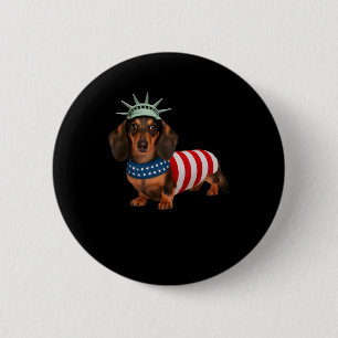Dachshund Dog 4th Of July American Flag Gifts For 6 Cm Round Badge