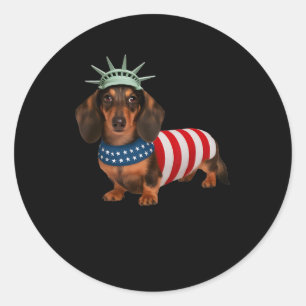 Dachshund Dog 4th Of July American Flag Gifts For Classic Round Sticker