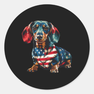 Dachshund Dog 4th Of July American Flag Gifts For  Classic Round Sticker