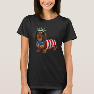 Dachshund Dog 4th Of July American Flag Gifts For  T-Shirt