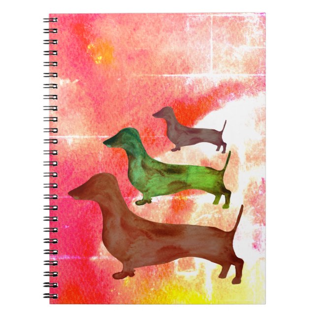 Dachshund Dog Abstract Art Illustration Notebook (Front)