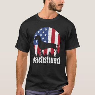 Dachshund Dog American Flag 4th Of July Pride  1 T-Shirt
