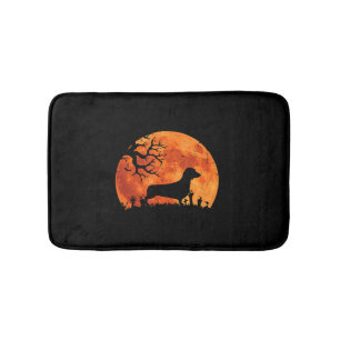 Dachshund Dog And Moon Funny Halloween Costume Bath Mat