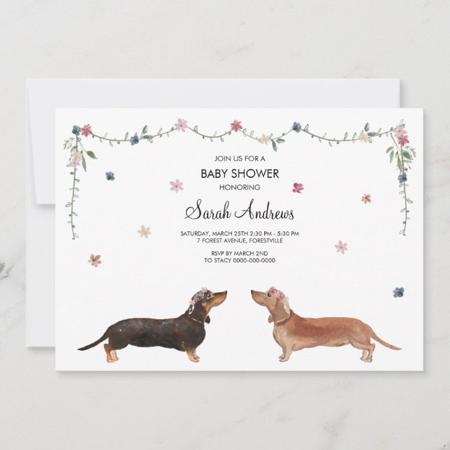 Dachshund Dog Baby Shower Card (Front)
