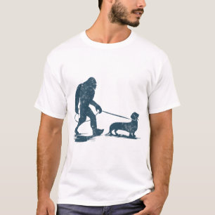 Dachshund Dog Bigfoot Walking Funny Wiener Dog Dad T-Shirt
