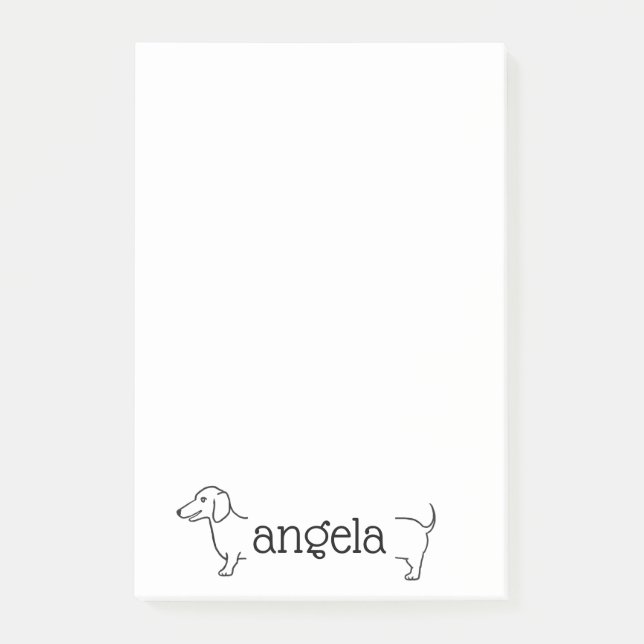 Dachshund Dog Border | Custom Name Template Post-it Notes (Front)