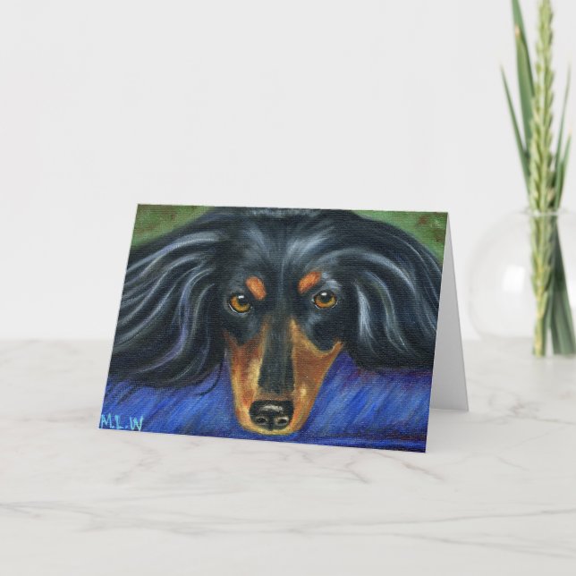 Dachshund Dog Breed Art - Hallie Card (Front)
