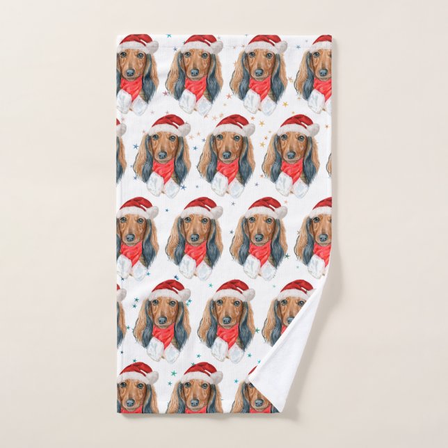 Dachshund Dog Breed Christmas Hand Towel (Hand Towel)