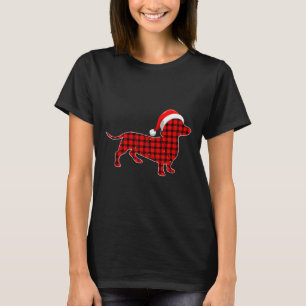 Dachshund Dog Buffalo Red Plaid Christmas Pajama L T-Shirt