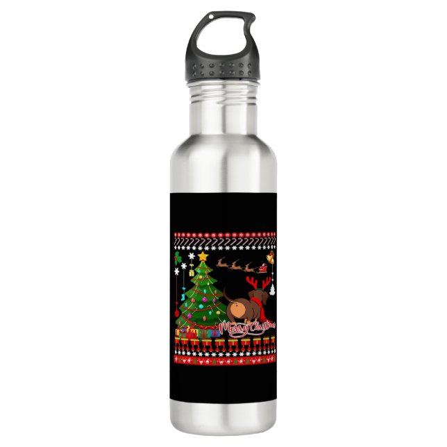 Dachshund Dog Butt Christmas Ugly Classic T-Shirt 710 Ml Water Bottle (Front)