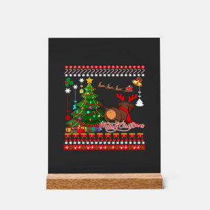 Dachshund Dog Butt Christmas Ugly Classic T-Shirt Acrylic Sign