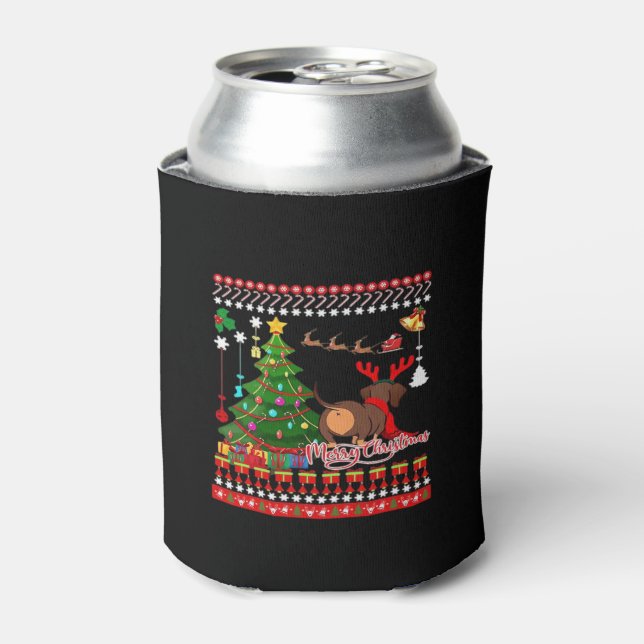 Dachshund Dog Butt Christmas Ugly Classic T-Shirt Can Cooler (Can Front)