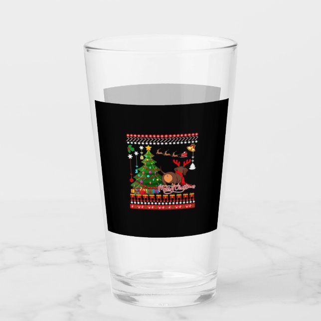 Dachshund Dog Butt Christmas Ugly Classic T-Shirt Glass (Front)