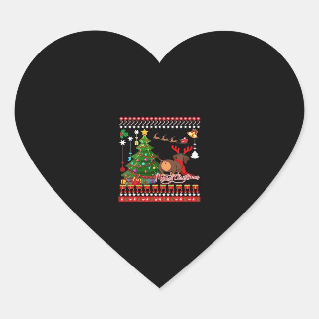 Dachshund Dog Butt Christmas Ugly Classic T-Shirt Heart Sticker (Front)