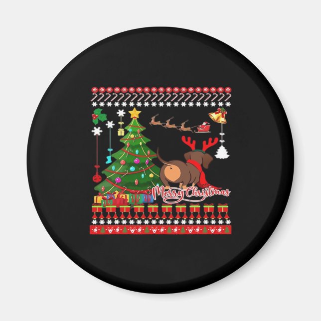 Dachshund Dog Butt Christmas Ugly Classic T-Shirt Magnet (Front)