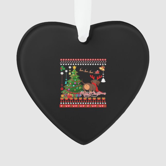 Dachshund Dog Butt Christmas Ugly Classic T-Shirt Ornament (Front)