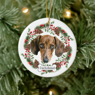 Dachshund  dog ceramic tree decoration