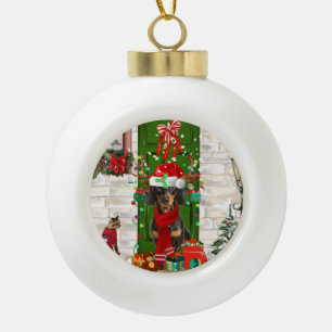 Dachshund Dog Christmas  Ceramic Ball Christmas Ornament