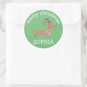 Dachshund Dog Christmas Classic Round Sticker