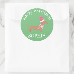 Dachshund Dog Christmas Classic Round Sticker