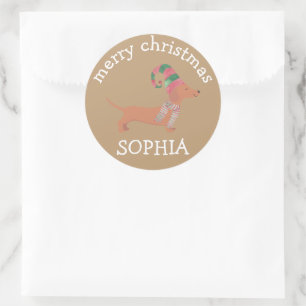 Dachshund Dog Christmas Classic Round Sticker