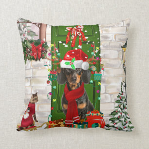 Dachshund Dog Christmas  Cushion