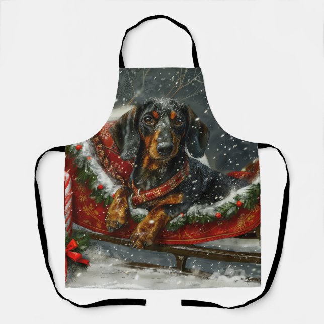 Dachshund Dog Christmas Festive  Apron (Front)