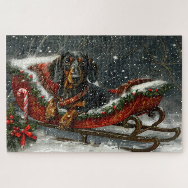 Dachshund Dog Christmas Festive  Jigsaw Puzzle (Horizontal)