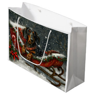 Dachshund Dog Christmas Festive  Large Gift Bag