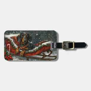 Dachshund Dog Christmas Festive  Luggage Tag
