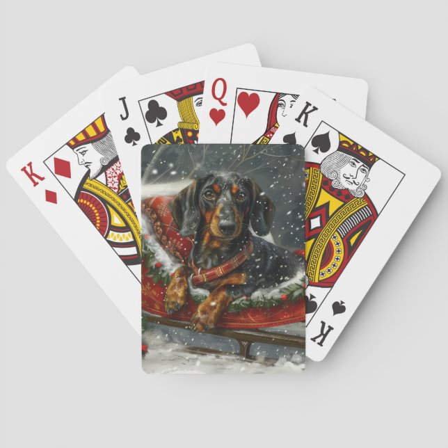 Dachshund Dog Christmas Festive  Playing Cards (Back)