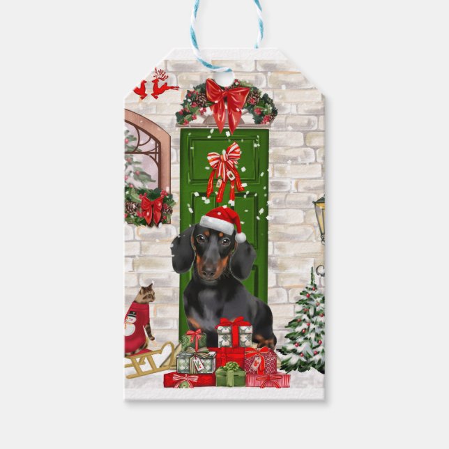 Dachshund Dog Christmas  Gift Tags (Front)